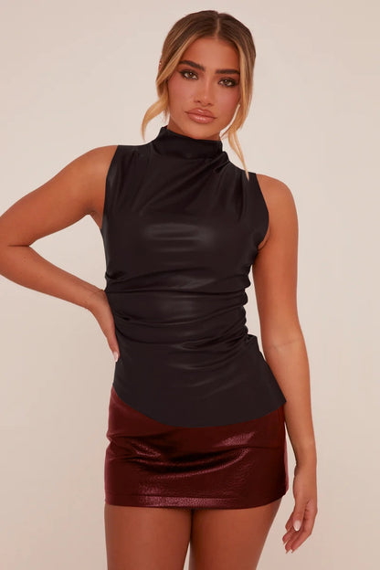 DANICA | Faux Leather Top