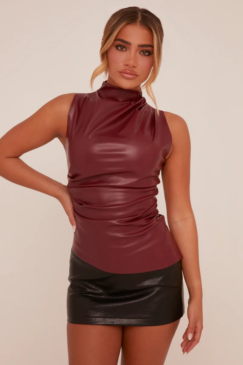 DANICA | Faux Leather Top